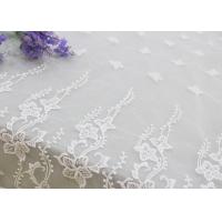 China Embroidered Edge Fabric White Floral Lace Vine Netting Tulle For Bridal Gowns on sale