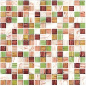 China Special spring gree gold line glass mosaic mix pattern square mosaic tile supplier