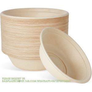 32 Oz Disposable Paper Bowls, Biodegradable Soup Bowls Natural Bagasse, Eco-Friendly Sugarcane Bowls For Salad