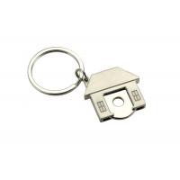 China Trolley Token Cute House Shape Keyring UV Printing Metal Key Ring Holder on sale