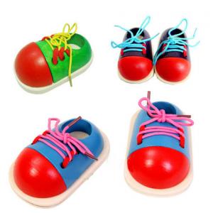 Educational wooden lacing baby learn wear a shoelace preschool education practice and bow