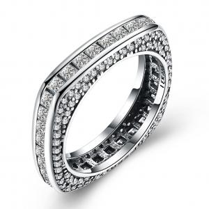 China Noble 925 Silver Ring-Square Cubic Zircon Inlaid-Classic Ring-Fashion Silver Jewelry supplier