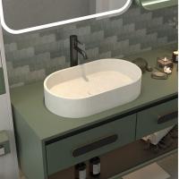 China Pop Up Drain Concrete Wash Basin Oval Shape Bathroom Sink on sale