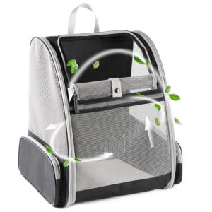 China Pet backpack with blinds, suitable for small cats and dogs. It features a ventilation design, a safety strap, a snap support, foldable feature, and is specifically designed for travel, hiking, wholesale