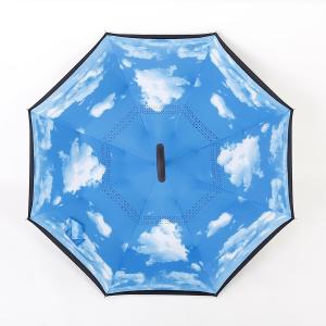 China Wholesale Double layer 190T Pongee Picture Printed Inside Out Reverse Inverted Umbrella