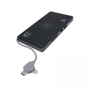 Charming Wireless Power Bank 10000MAH Fast Portable Mobile Phone External Battery Charger with 3-IN-1 Cable & LCD Screen