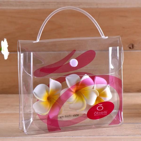 Garment Packing Clear PVC Packaging Bags With Plastic Button and Hand