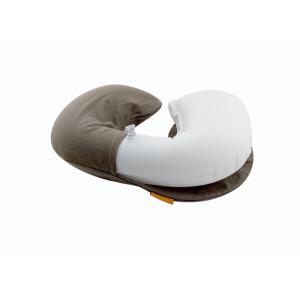 China Washable Travel Neck Pillow Velvet Inflatable Flocked Air Rest Pillow with Eye Mask supplier
