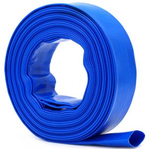 DAVCO 1.25" × 50' Pool Backwash Hose, Heavy Duty Reinforced Blue PVC Lay Flat Water Discharge Hoses