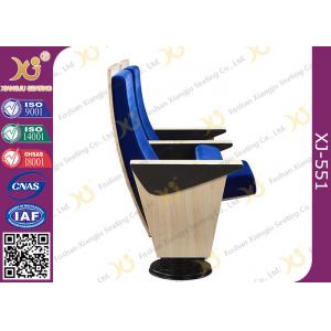 China Maple Veneer Blue Upholstered Auditorium Chairs With Heater Air Output Under Seat Pad supplier