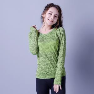 Casual sportswear,   seamless sports shirt,  green & black,  knitwear,  Long sleeve,    XLLS009,  woman T-shirts,