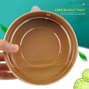 China Brown 750ml Kraft Paper Bowl Biodegradable Kraft Salad Bowl With Lid supplier