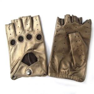 China Genuine Sheepskin Half Finger Leather Driving Gloves supplier