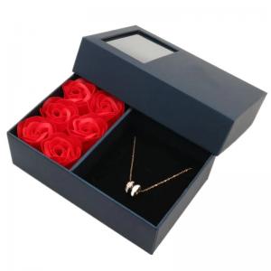 China Luxury Valentine'S Day Paperboard Gift Boxes Dark Blue For Necklace supplier