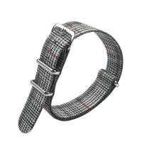 China Grid Pattern Nylon Strap Watch Bands , 22mm Velcro Watch Band on sale