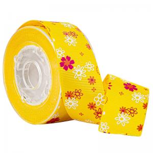 China Yellow Cake Boxes Wrapping Flower Printed Grosgrain Ribbon supplier