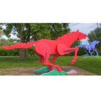 China Modern Life Size Painted Metal Sculpture Running Horse Sculpture For Outdoor on sale