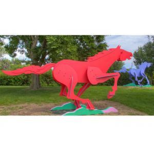 China Modern Life Size Painted Metal Sculpture Running Horse Sculpture For Outdoor supplier