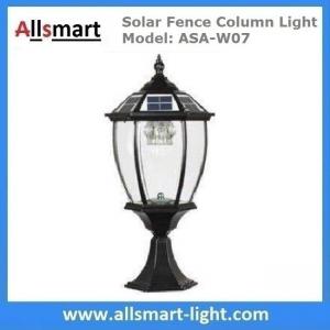 Aluminum Solar Fence Column Light Exterior Solar Pillar Lamp Vintage Outdoor Post Lights Fence Gate Stone Lantern Black