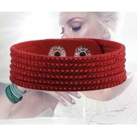 China Multi strands velvet leather cuff bracelet studs leather bracelet on sale