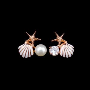 China Gold Sterling Silver Drop Earrings / Simple Design Small Pearl Earrings supplier