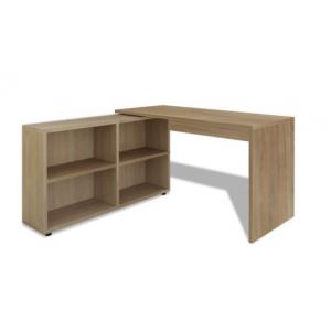 Corner Computer Desk Oak Office Workstation Shelves Furniture L Shaped PC Table