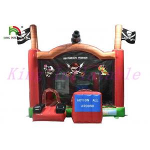Red Green Pirate PVC Blow Up Bouncy Castle With Durable Obstacles Waterproof House