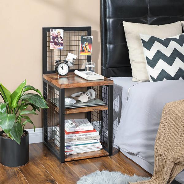 Nightstands with Grid Display Shelf, Wooden Bedside Table for Sale, Side Table,