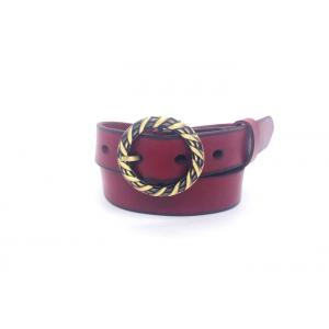 Red Womens Genuine Leather Belt For Jeans Dresses Pants With Braided Design Anti - Brass Buckle