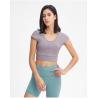 Ribbed Activewear T Shirts V Shaped Cross Back Outdoor Sports Crop Top