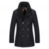 Regular Length Mens Wool Coat With Fur Collar , Mens Double Breasted Trench Coat