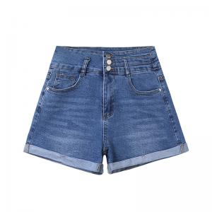 Leg Straight 4XL XXXXL Zipper Denim Shorts For Women