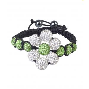 China OEM / ODM offer white & green flower CZ + AB clay shamballa crystal bangle bracelet supplier