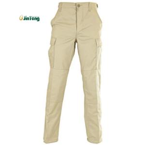 Khaki Fabric ACU Tactical Pants Polyester Cotton Rip Stop Fade Resistant