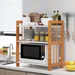 China Freestanding Wooden Kitchen bakers Microwave And Toaster Oven Stand rack Unit supplier