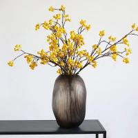 China Elegant Amber Glass Vase Modern/Vintage Style Decorative Flower Holder for Home Office Wedding on sale