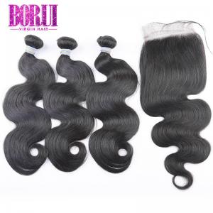 China No Smell Peruvian Body Wave Bundles With Closure No Shedding Double Hair Weft supplier