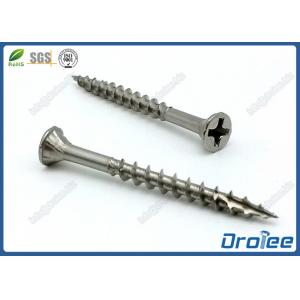 304/316 Stainless Steel Wood Screw w/ 4 Ribs, Philips Countersunk Head, Type 17