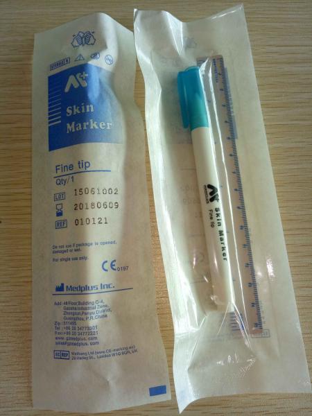 Fine Tip Medical Skin Marker Pen with Sterile Surgical Ruler for Single Use Only
