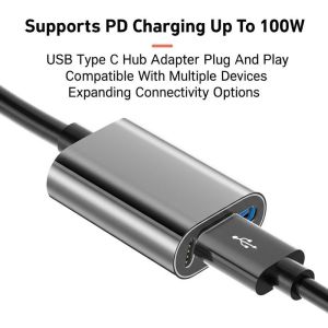 Supports PD Charging Up To 100W USB Type C Hub Adapter Plug And Play Compatible With Multiple Devices Expanding Connectivity Options