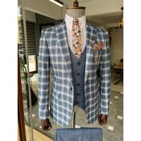 China Plaid Striped 3 Piece Tuxedo Suit on sale