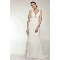 V Neck Chiffon Beaded Unique Style Designer White Best Bridal Gowns UK