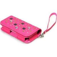 LG Revolution VS910/Esteem MS910 Jewel Studded Deluxe Horizontal Leather Carrying Case/Pouch (Hot Pi