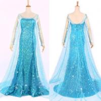Elsa Adult Dress Fancy Dress Costume Party Blue Snow Queen Wig RHINESTONE